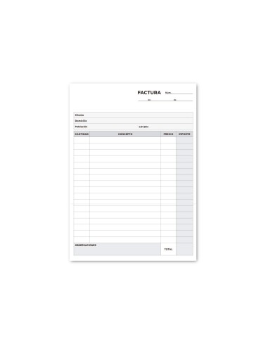 TALONARIO FACTURAS 4º SIN IVA- 117