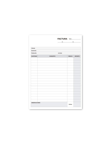 TALONARIO FACTURAS 4º SIN IVA- 117