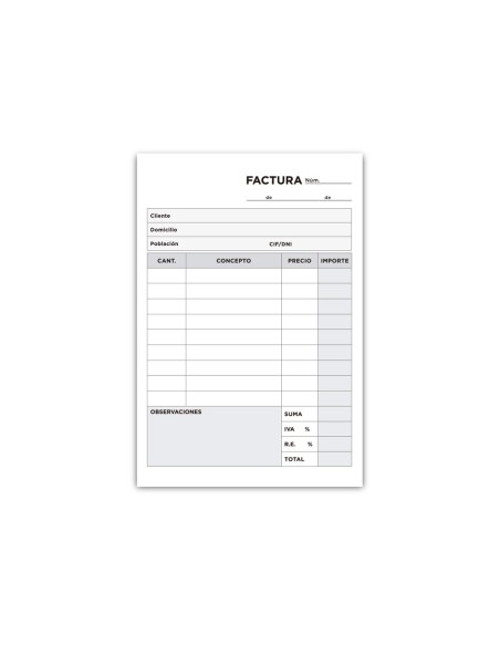 TALONARIO FACTURAS OCTAVO C/IVA- 200 DUPLICADO