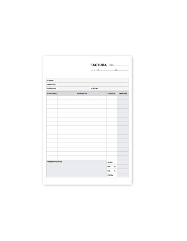 TALONARIO FACTURAS 4º C/IVA- 216 DUPLICADO