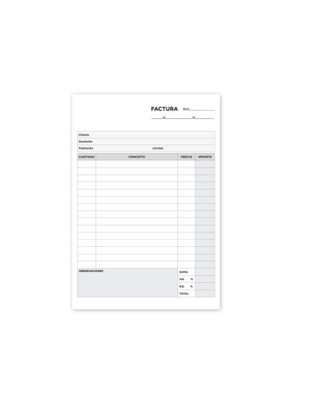 TALONARIO FACTURAS 4º C/IVA- 216 DUPLICADO