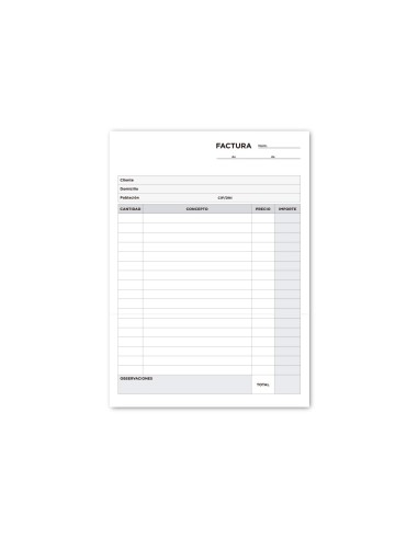 TALONARIO FACTURAS 4º SIN IVA- 217 DUPLICADO