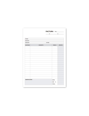 TALONARIO FACTURAS 4º C/IMPUESTO IGIC- 316 TRIPLICADO