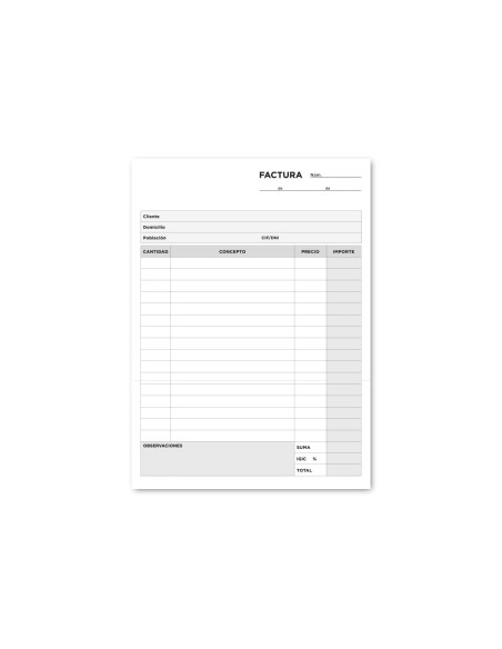 TALONARIO FACTURAS 4º C/IMPUESTO IGIC- 216 DUPLICADO