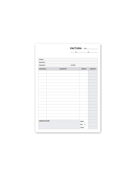 TALONARIO FACTURAS 4º C/IMPUESTO IGIC- 116
