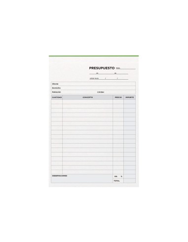 TALONARIO PRESUPUESTO 4º 230 DUPLICADO