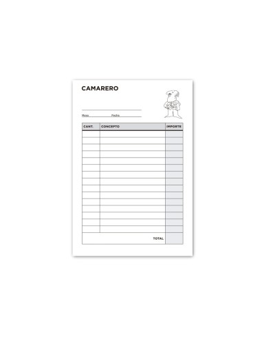 TALONARIO CAMARERO OCTAVO SIN IVA- 102