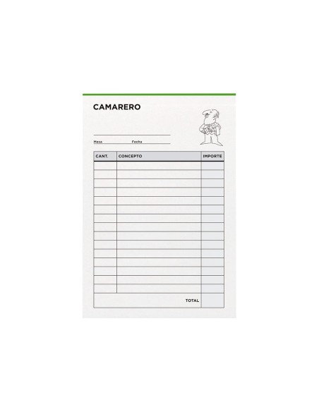 TALONARIO CAMARERO OCTAVO SIN IVA- 202 DUPLICADO