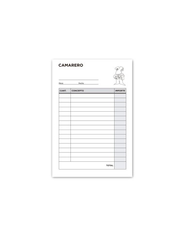 TALONARIO CAMARERO OCTAVO SIN IVA-302 TRIPLICADO