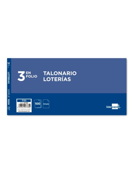 TALONARIO LOTERIA TRES FL.111