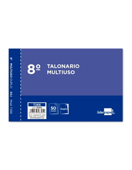 TALONARIO LIDERPAPEL MULTIUSO OCTAVO DUPLICADO APAISADO