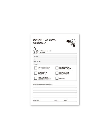 TALONARIO AUSENTES OCTAVO 103-CAT TEXTO EN CATALAN
