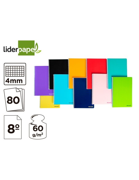CUADERNO ESP. SMART A6 T.BLANDA 4MM 80H. 60GR. COL.SURT.