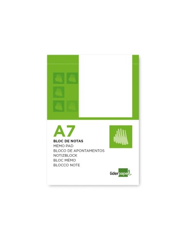BLOC NOTAS LIDERPAPEL A7 LISO 80H 60GR. PERFORADO
