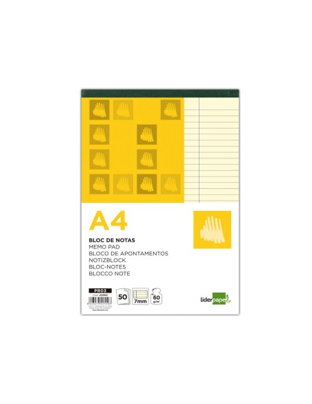 BLOC ENCOLADO LIDERPAPEL A4 HORIZONTAL 50H. 63GR. AM.