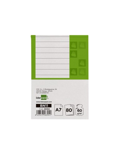 BLOC NOTAS LIDERPAPEL A7 HORIZONTAL 80H. 60GR. PERFORADO