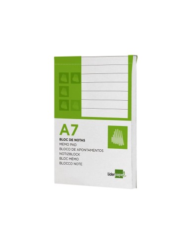 BLOC NOTAS LIDERPAPEL A7 HORIZONTAL 80H. 60GR. PERFORADO