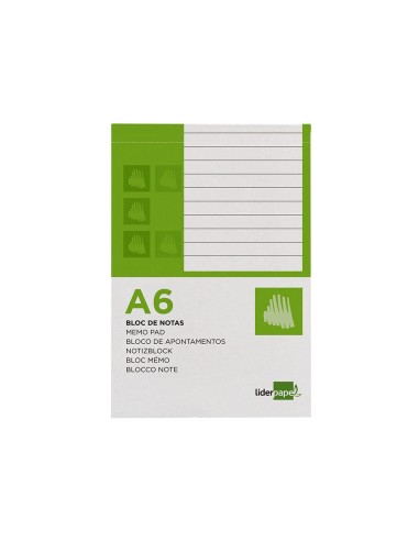 BLOC NOTAS LIDERPAPEL A6 HORIZONTAL 80H. 60GR. PERFORADO