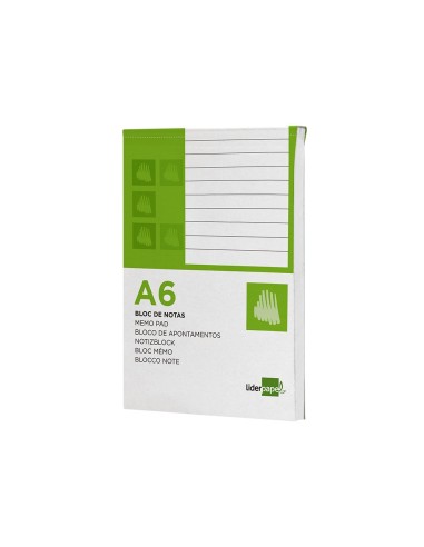 BLOC NOTAS LIDERPAPEL A6 HORIZONTAL 80H. 60GR. PERFORADO