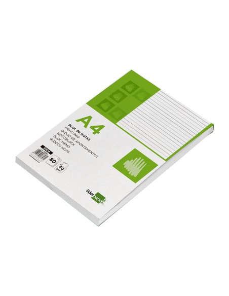 BLOC NOTAS LIDERPAPEL A4 HORIZONTAL 80H. 60GR. PERFORADO