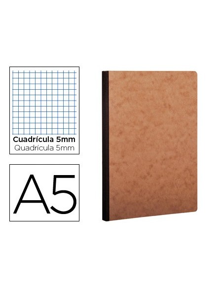 CUADERNO COSIDO AGE-BAG A5 T.CARTON 5MM.96H. 90GR. HAVANA