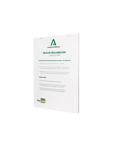 LIBRO LIDERPAPEL RECLAMACIONES JUNTA ANDALUCIA A4 25 JUEGOS OR+2 COP