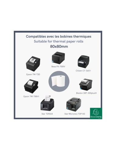 ROLLO SUMADORA EXACOMPTA TERMICO 80X80MM 48 G/M2 SIN BPA