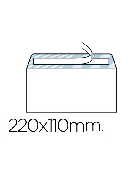 SOBRE N.2 BLANCO DIN AMERICANO 110X220MM TIRA SILICONA OPEN 500UD