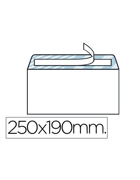 SOBRE N.13 BLANCO 4º PROLONGADO 190X250MM TIRA SILICONA CAJA 250 UDS.