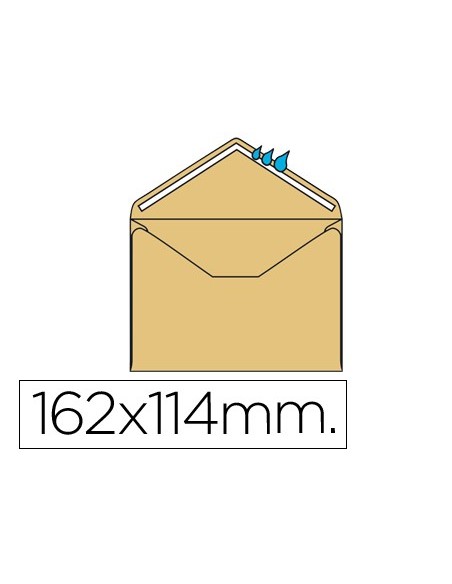 SOBRE ENGOMADO N.23 CREMA C6 114X162 MM  SOLAPA PICO CAJA 500 UDS.