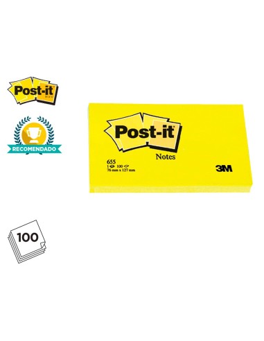 BLOC NOTAS ADH. POST-IT 76X127MM 100H. AM.