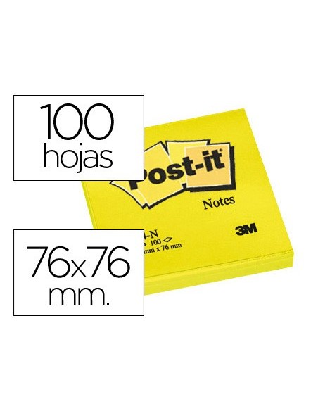 BLOC NOTAS ADH. POST-IT 76X76MM 100H. AM. NEON