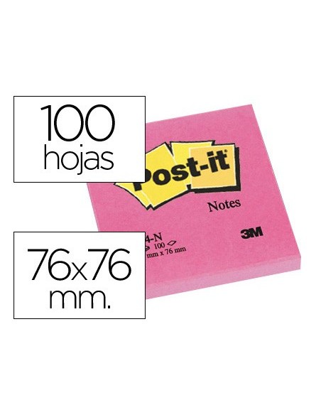BLOC NOTAS ADH. POST-IT 76X76MM 100H. FUC. NEON