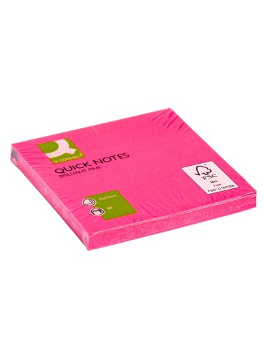 BLOC NOTAS ADH. Q-CON. 75X75MM  80H. ROSA NEON