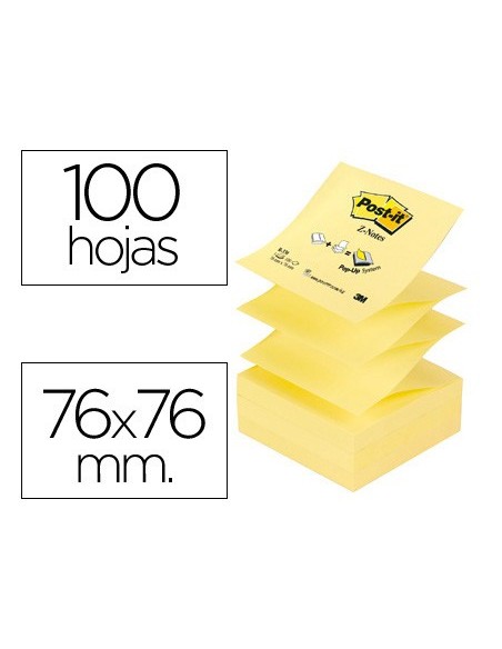 BLOC NOTAS ADH. POST-IT 76X76MM Z-NOTES 100H. AM.