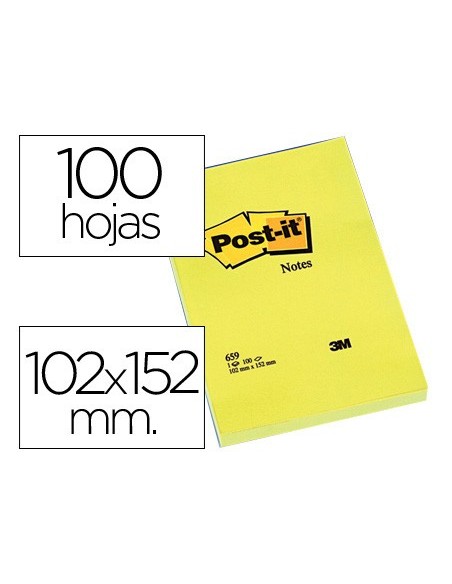 BLOC NOTAS ADH. POST-IT 102X152MM 100H. AM.