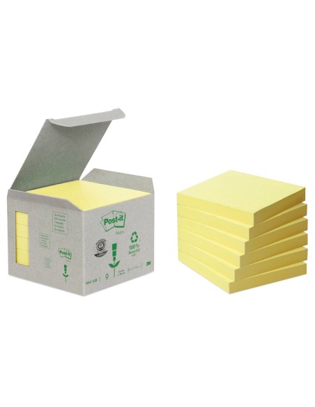 BLOC NOTAS ADH. POST-IT 76X76MM PAPEL RECICLADO 16UD. 100H. AM.