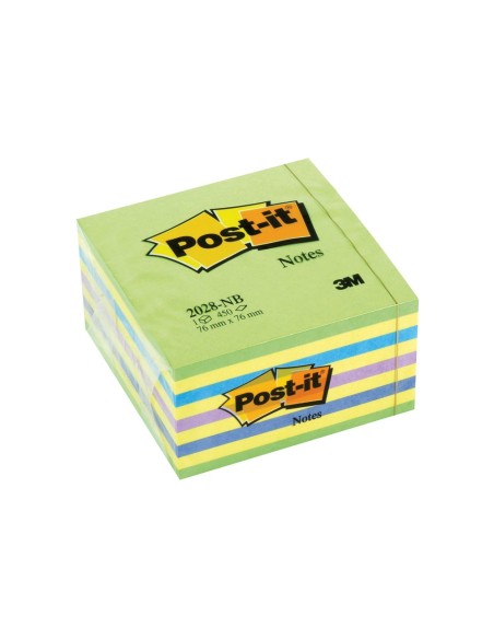 BLOC NOTAS ADH. POST-IT 76X76MM CUBO 450H. AZ. VE. PASTEL