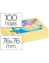BLOC DE NOTAS ADHESIVAS QUITA Y PON POST-IT 76X76 MM PACK 24+12