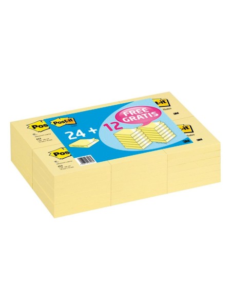 BLOC DE NOTAS ADHESIVAS QUITA Y PON POST-IT 76X76 MM PACK 24+12
