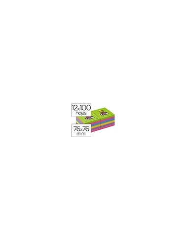 BLOC NOTAS ADH.POST-IT SUPER STICK 76X76MM 12UD 100H. COL. SURT.
