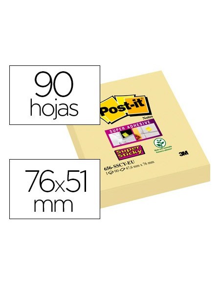 BLOC NOTAS ADH.POST-IT SUPER STICKY 51X76MM 90H. AM. NEON