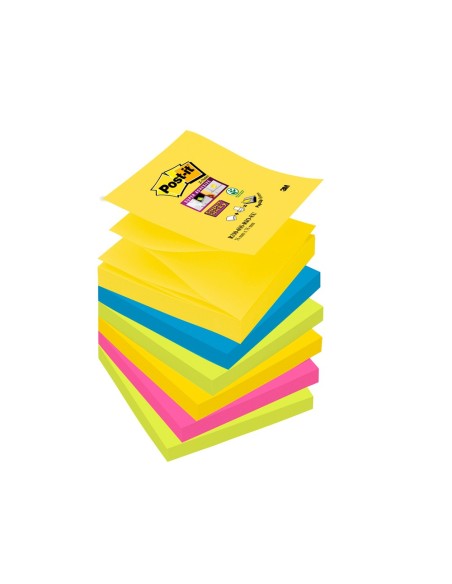 BLOC NOTAS ADH.POST-IT SUPER STICKY 76X76MM 6UD 90H. COL.SURT.