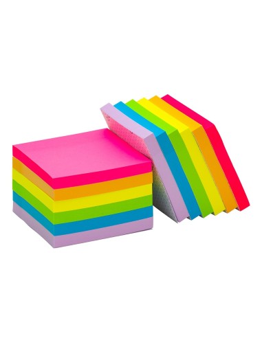 BLOC NOTAS ADH. QUITA PON Q-CON.76X76MM FSC NEON PASTEL SURT.