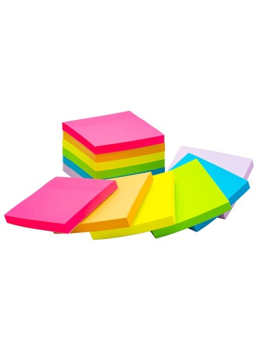 BLOC NOTAS ADH. QUITA PON Q-CON.76X76MM FSC NEON PASTEL SURT.