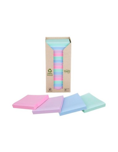 BLOC NOTAS ADH. QUITA PON POST-IT 76X76MM 100% REC TORRE  16 UD.COL.