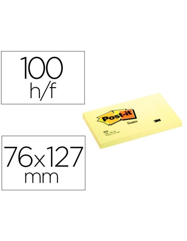 BLOC NOTAS ADH. QUITA PON POST-IT 76X127MM 100H. AM. RETRAC INDIVI.