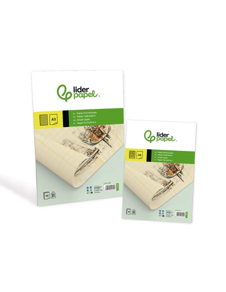 BLOC ENCOLADO LIDERPAPEL A3 MILIMETRADO 50H. 80GR.