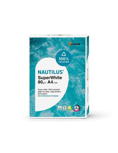 PAPEL FOTOCOP.  NAUTILUS SUPERWHITE 100% RECICLADO PAQUETE 500H