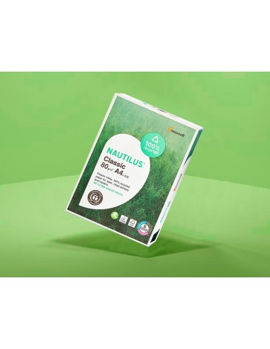 PAPEL FOTOCOP.NAUTILUS DIN A4 80 GRAMOS PAQUETE 500 H.100% RECICLADO